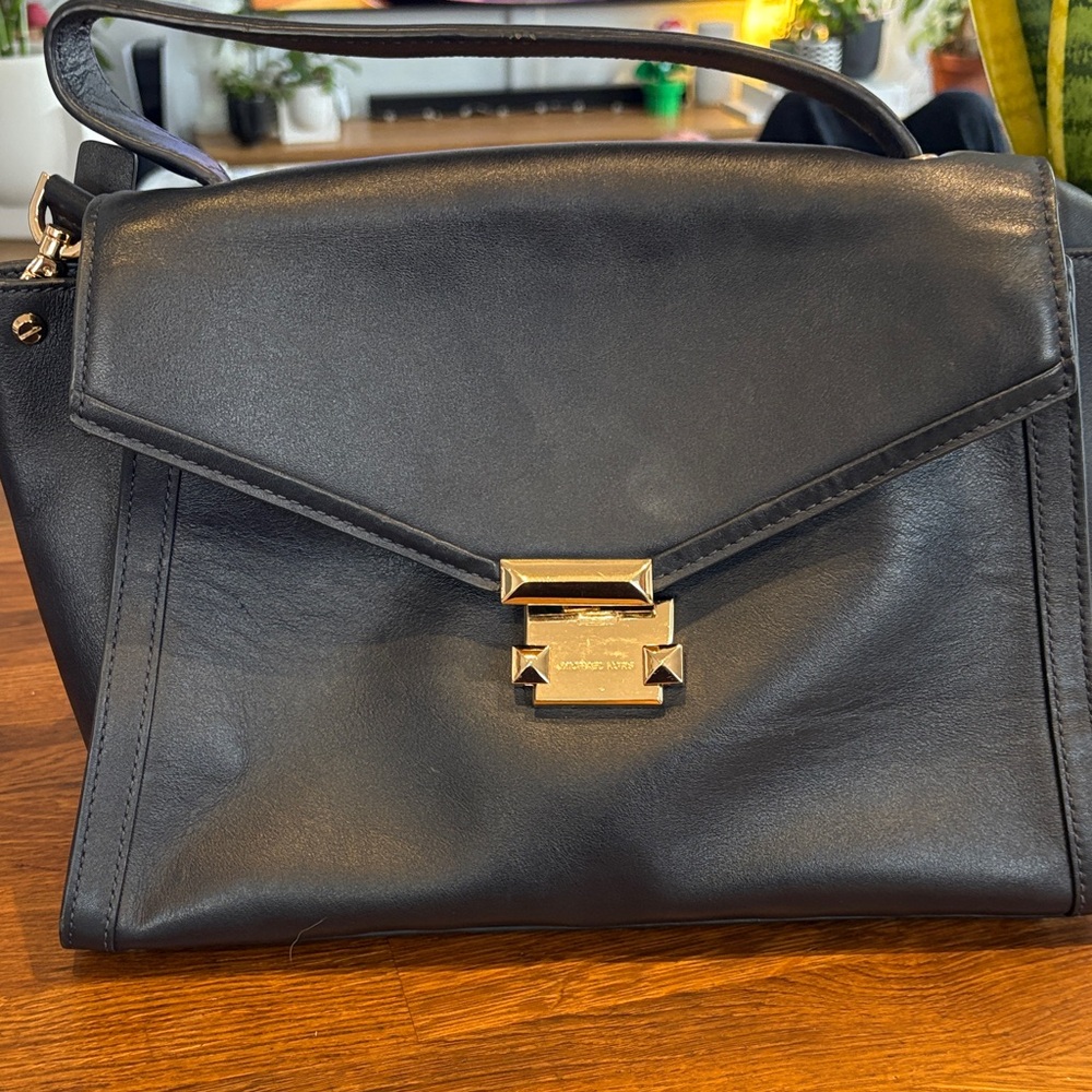 Chic Navy Leather Satchel